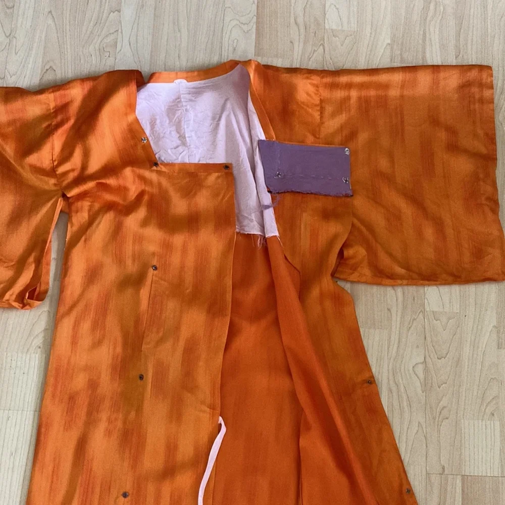 Burnt orange homemade kimono snap dress - Picture 10 of 11
